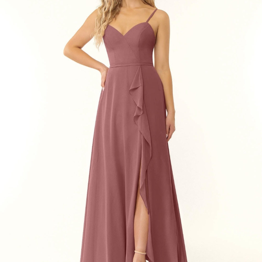 AZAZIE NAEEM A-Line Ruched Chiffon Floor-Length Dress